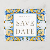 Mediterrane Tegel Vierkante Bruiloft Save the Date Briefkaart (Voorkant)