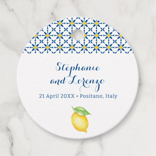 Mediterrane Tegel Waterverf Citroen Bedankjes Labels (Voorkant)