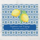 Mediterrane Tegel Waterverf Citroen Huwelijksgunst Likeurfles Etiket (Enkel label)