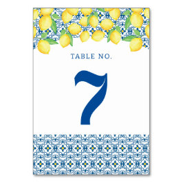 Mediterrane Tegel Waterverf Lemon Wedding Kaart