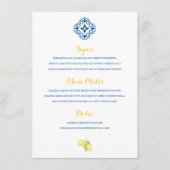 Mediterrane Tegel Waterverf Lemon Wedding Menu (Voorkant)