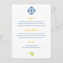 Mediterrane Tegel Waterverf Lemon Wedding Menu