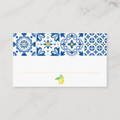 Mediterrane Tegel Waterverf Lemon Wedding Plaatskaartje (Voorkant)
