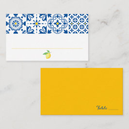 Mediterrane Tegel Waterverf Lemon Wedding Plaatskaartje