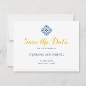 Mediterrane Tegel Waterverf Lemon Wedding Save The Date (Voorkant)