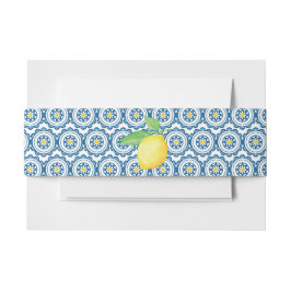 Mediterrane Tegel Waterverf Lemon Wedding Uitnodigingen Wikkel