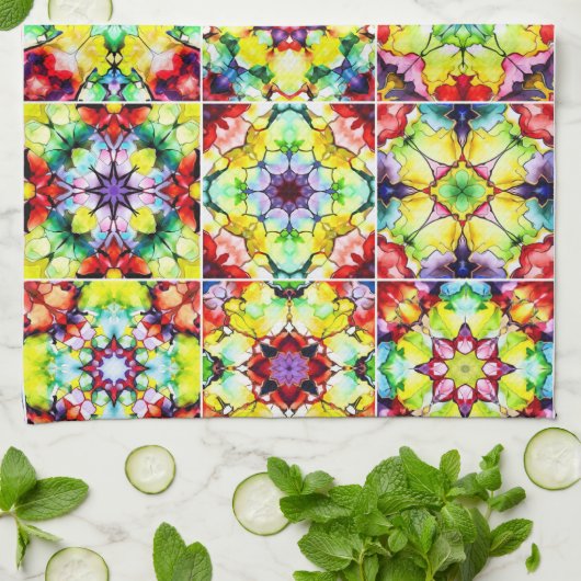 Mediterrane Tegels, Alcoholinkt Tegels, Majolica Theedoek (Gevouwen)