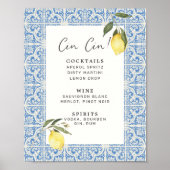 Mediterrane Tegels Amalfi Capri Bar Menu Poster (Voorkant)