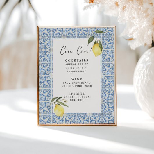 Mediterrane Tegels Amalfi Capri Bar Menu Poster