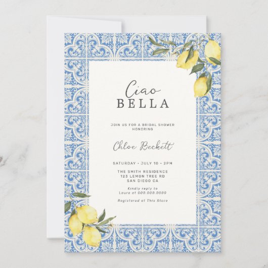 Mediterrane Tegels Amalfi Capri Vrijgezellenfeest Kaart (Voorkant)