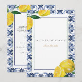 Mediterrane Tegels Bewaar de datum Bruiloft Kaart (Voorkant / Achterkant)