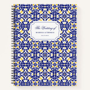Mediterrane Tegels Blauw & Geel Bruiloft Planner Notitieboek