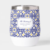 Mediterrane Tegels Blauw & Geel Huwelijkscadeau (Achterkant)