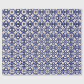 Mediterrane Tegels Blauw & Geel Patroon Cadeaupapier (Vlak)