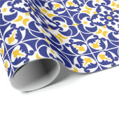 Mediterrane Tegels Blauw & Geel Patroon Cadeaupapier (Rol Hoek)