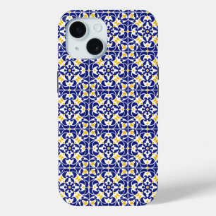 Mediterrane Tegels Blauw & Geel Patroon iPhone 15 Case