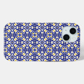 Mediterrane Tegels Blauw & Geel Patroon Case-Mate iPhone Case (Achterkant (horizontaal))