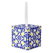 Mediterrane Tegels Blauw & Geel Patroon Decoratie (Achter hoekig)