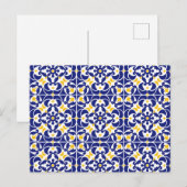 Mediterrane Tegels Blauw & Geel Patroon Feestdagenkaart (Voorkant / Achterkant)