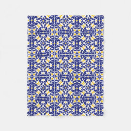 Mediterrane Tegels Blauw & Geel Patroon Fleece Deken