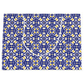 Mediterrane Tegels Blauw & Geel Patroon Groot Cadeauzakje (Voorkant)