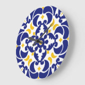 Mediterrane Tegels Blauw & Geel Patroon Grote Klok (Hoek)
