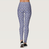 Mediterrane Tegels Blauw & Geel Patroon Leggings (Achterkant)
