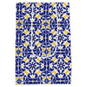 Mediterrane Tegels Blauw & Geel Patroon Medium Cadeauzakje (Achterkant)