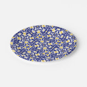 Mediterrane Tegels Blauw & Geel Patroon Papieren Bordje (Gekanteld)
