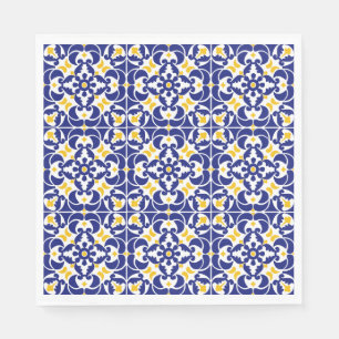 Mediterrane Tegels Blauw & Geel Patroon Servet