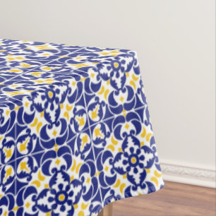 Mediterrane Tegels Blauw & Geel Patroon Tafelkleed