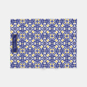 Mediterrane Tegels Blauw & Geel Patroonnaam Fleece Deken (Voorkant (Horizontaal))