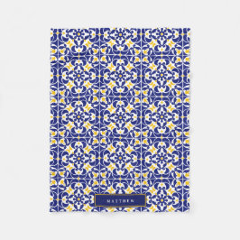 Mediterrane Tegels Blauw & Geel Patroonnaam Fleece Deken
