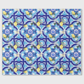 Mediterrane tegels, blauwe tegels, citroen, cadeaupapier (Vlak)