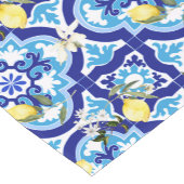 Mediterrane tegels, blauwe tegels, citroen, korte tafelloper (Hoek)