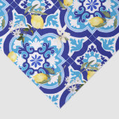 Mediterrane tegels, blauwe tegels, citroen, tissuepapier (Detail)