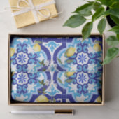 Mediterrane tegels, blauwe tegels, citroen, tissuepapier (Geschenk)