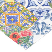 mediterrane tegels, citroen, bloemen, majolica, zo medium tafelloper (Hoek)