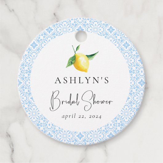 Mediterrane Tegels Citroen Bruidsfeest Zakje Label (Voorkant)