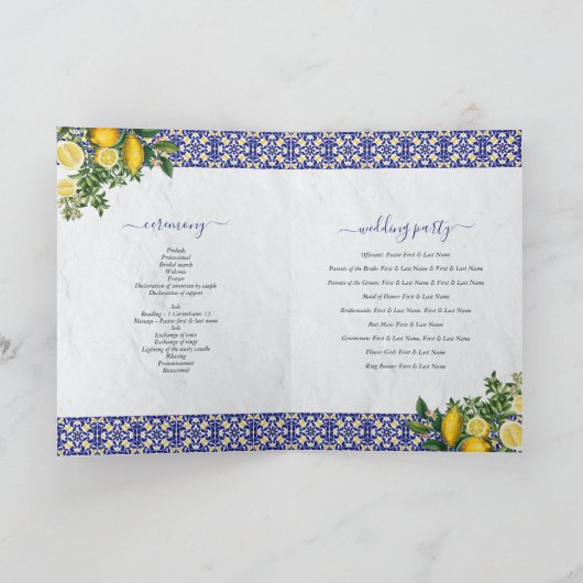 Mediterrane Tegels Citroen Bruiloft Orde van Servi Programma (Binnen)