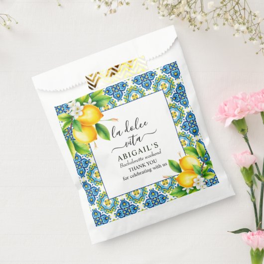 Mediterrane tegels, citroenen vrijgezellenweekend bedankzakje (Gezegeld)