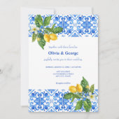 Mediterrane tegels en citroenen bruiloft Uitnodigi Kaart (Voorkant)