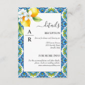 Mediterrane tegels en citroenen details bruiloft informatiekaartje (Voorkant)