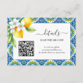 Mediterrane tegels en citroenen details bruiloft informatiekaartje (Voorkant)