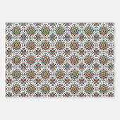 Mediterrane Tegels Inpakpapier Folk Art 3 Set Vel (Voorkant 3)