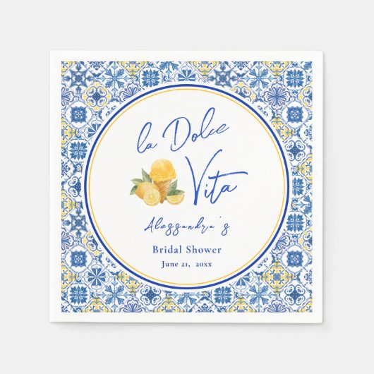 Mediterrane Tegels Italiaans Vrijgezellenfeest Servet (Voorkant)