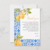 Mediterrane Tegels Italië Citroen Vrijgezellenfees Bedankkaart (Voorkant)