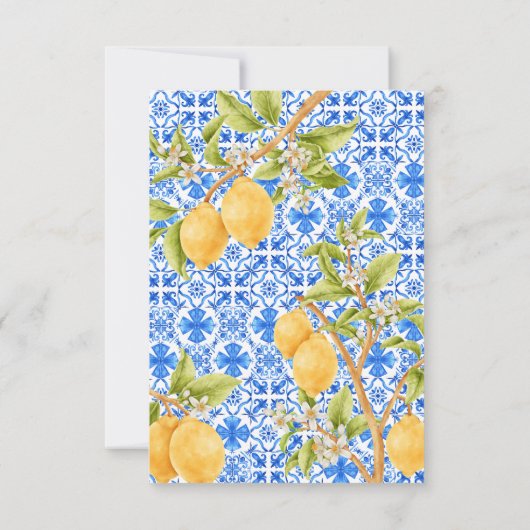 Mediterrane Tegels Italië Citroen Vrijgezellenfees Bedankkaart (Achterkant)