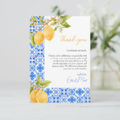 Mediterrane Tegels Italië Citroen Vrijgezellenfees Bedankkaart (Staand voorkant)