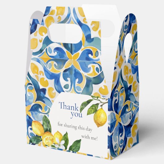 Mediterrane Tegels Lemon 25e Verjaardag Bedankdoosjes (Geopend)